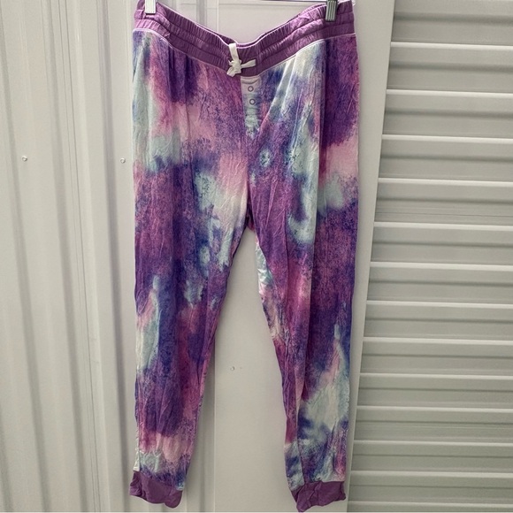 Little Sleepies Pajama Pants-2 pair Womens-LARGE Tidepool and Purple Watercolor - Picture 11 of 14
